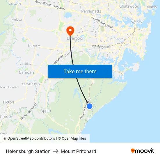 Helensburgh Station to Mount Pritchard map