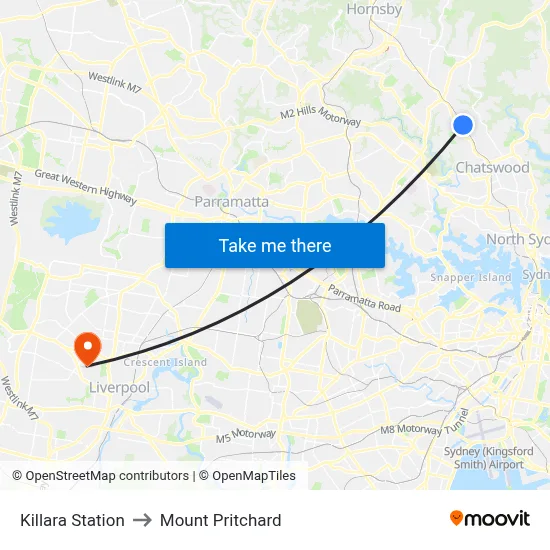 Killara Station to Mount Pritchard map