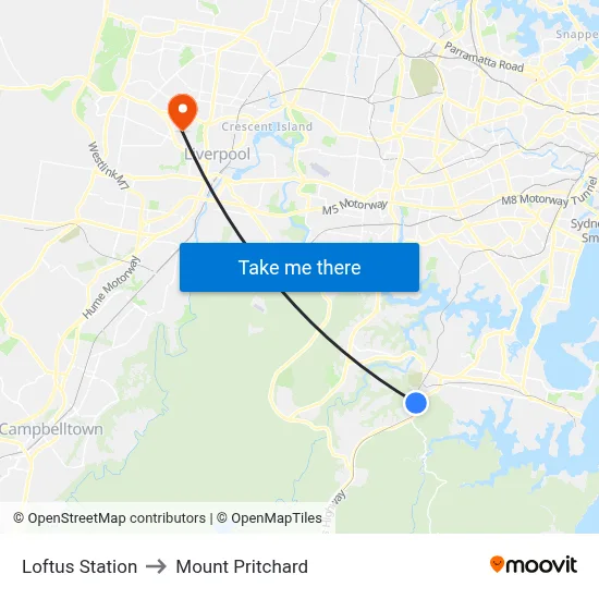 Loftus Station to Mount Pritchard map
