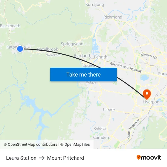 Leura Station to Mount Pritchard map