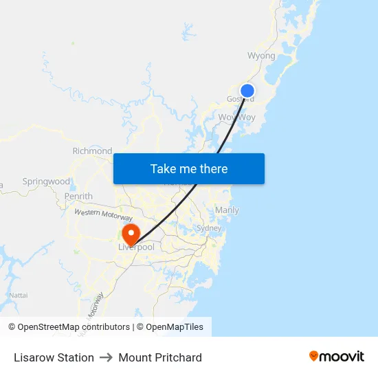 Lisarow Station to Mount Pritchard map