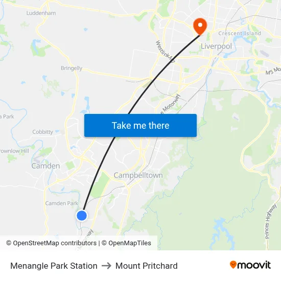 Menangle Park Station to Mount Pritchard map