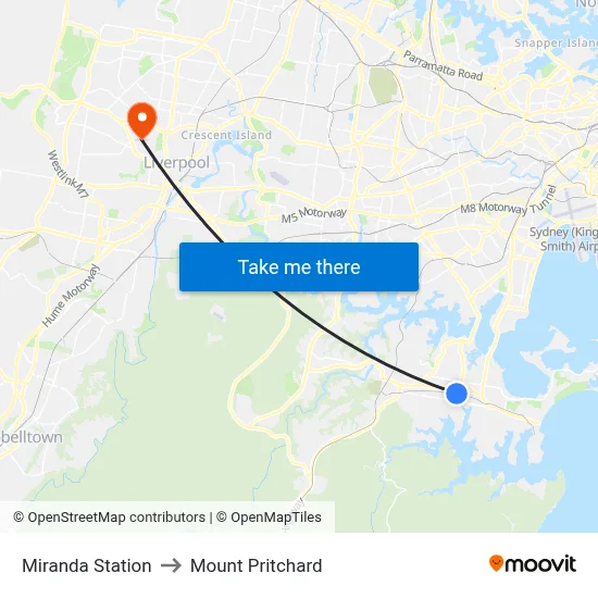Miranda Station to Mount Pritchard map