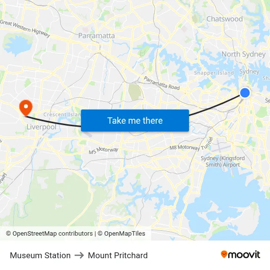 Museum Station to Mount Pritchard map