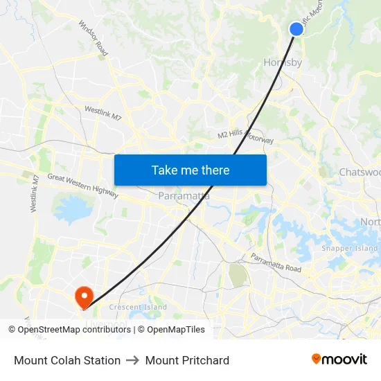 Mount Colah Station to Mount Pritchard map