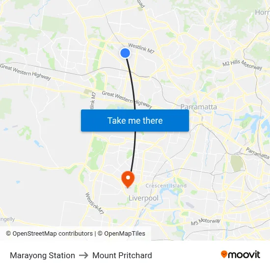 Marayong Station to Mount Pritchard map