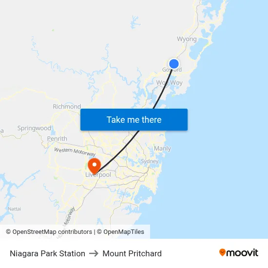 Niagara Park Station to Mount Pritchard map