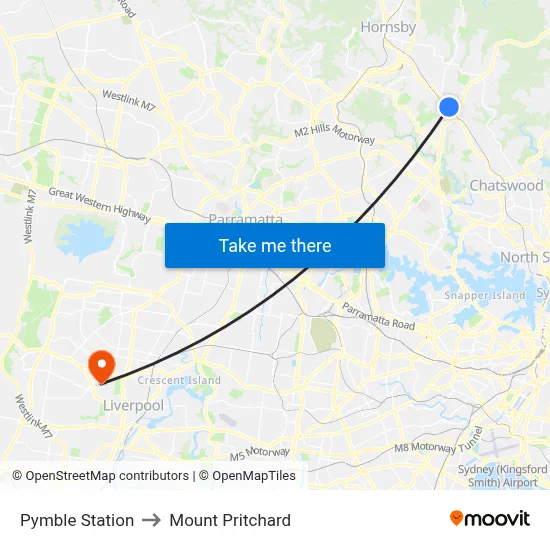 Pymble Station to Mount Pritchard map