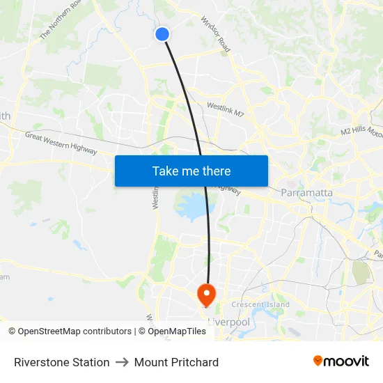 Riverstone Station to Mount Pritchard map