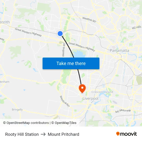Rooty Hill Station to Mount Pritchard map