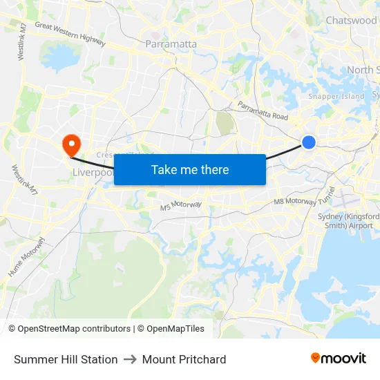 Summer Hill Station to Mount Pritchard map