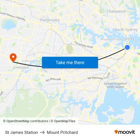 St James Station to Mount Pritchard map