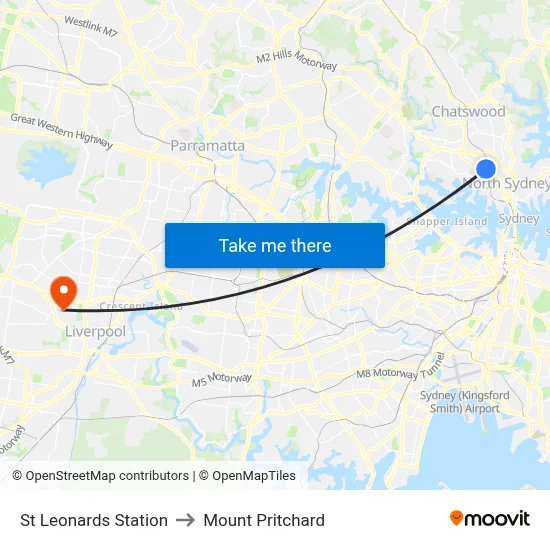 St Leonards Station to Mount Pritchard map