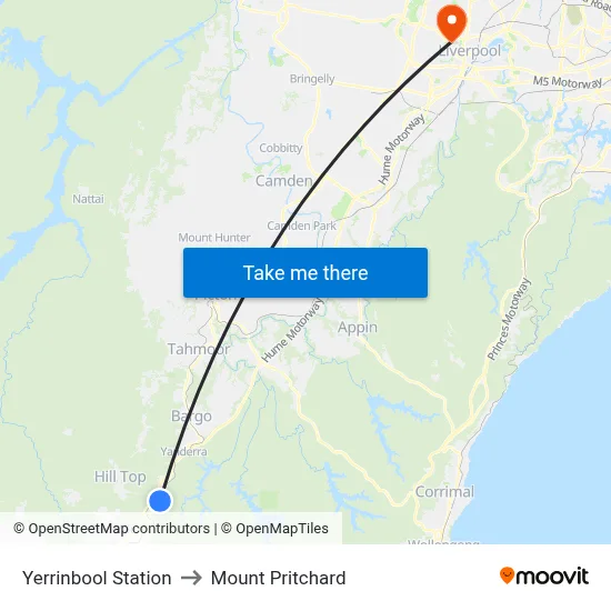 Yerrinbool Station to Mount Pritchard map