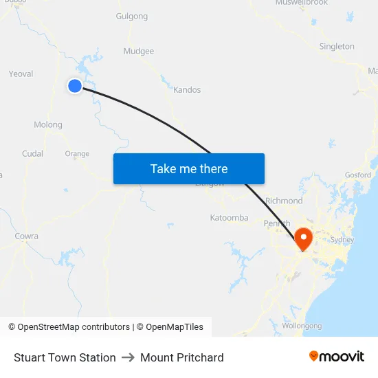 Stuart Town Station to Mount Pritchard map