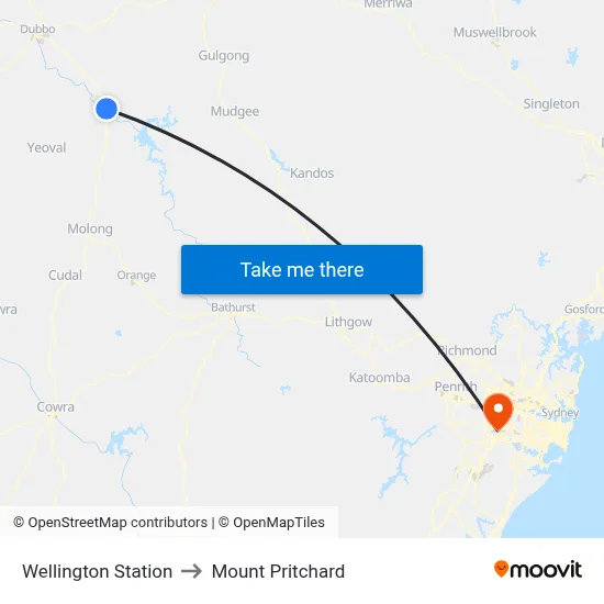Wellington Station to Mount Pritchard map