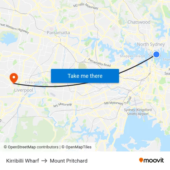 Kirribilli Wharf to Mount Pritchard map
