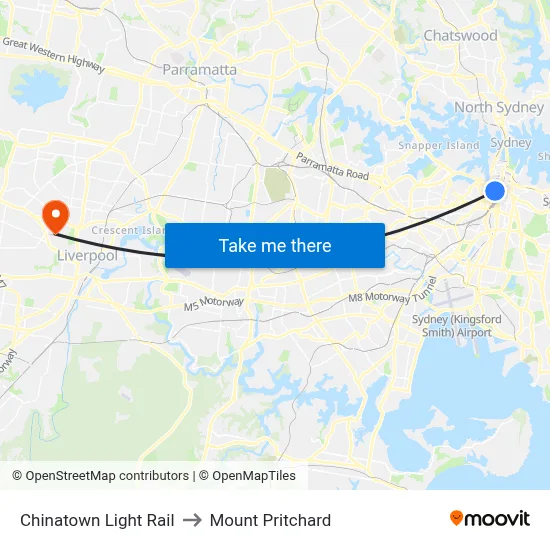 Chinatown Light Rail to Mount Pritchard map
