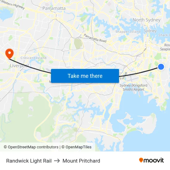 Randwick Light Rail to Mount Pritchard map