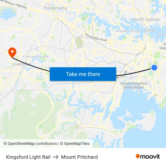 Kingsford Light Rail to Mount Pritchard map
