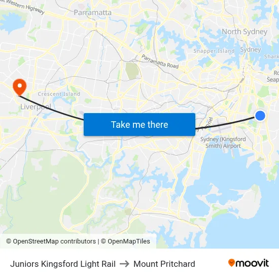 Juniors Kingsford Light Rail to Mount Pritchard map