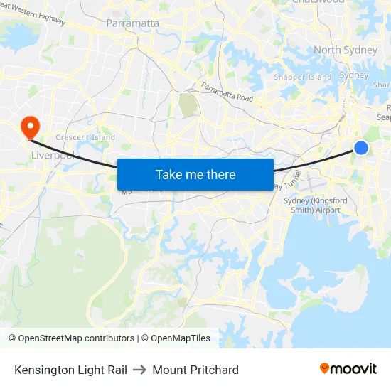 Kensington Light Rail to Mount Pritchard map