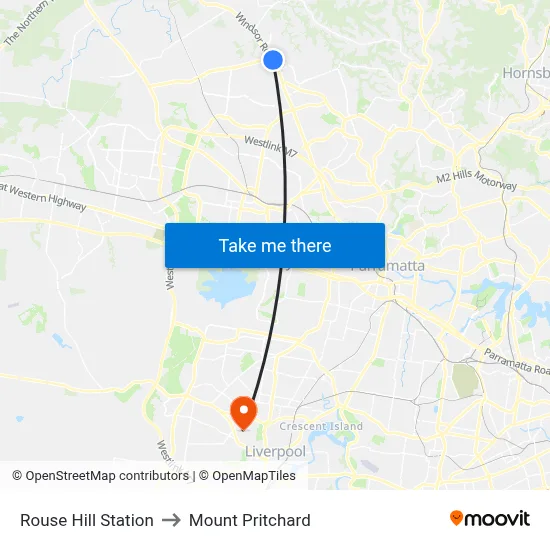 Rouse Hill Station to Mount Pritchard map