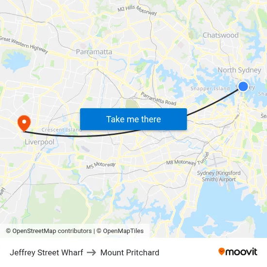 Jeffrey Street Wharf to Mount Pritchard map
