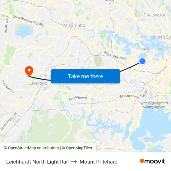 Leichhardt North Light Rail to Mount Pritchard map