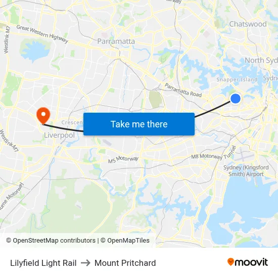 Lilyfield Light Rail to Mount Pritchard map