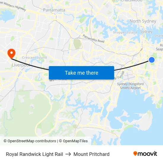 Royal Randwick Light Rail to Mount Pritchard map
