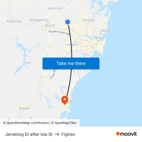 Jerralong Dr after Isla St to Figtree map