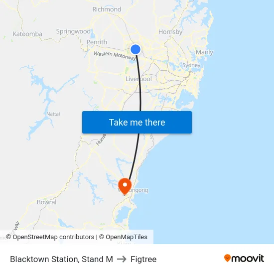 Blacktown Station, Stand M to Figtree map