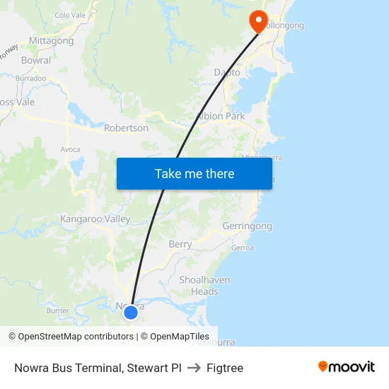 Nowra Bus Terminal, Stewart Pl to Figtree map