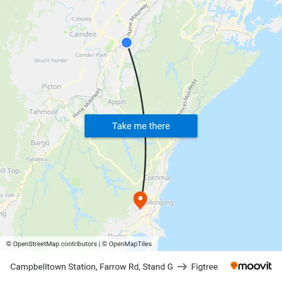Campbelltown Station, Farrow Rd, Stand G to Figtree map