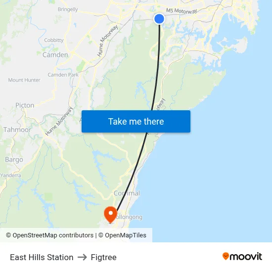 East Hills Station to Figtree map