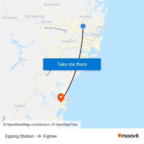 Epping Station to Figtree map