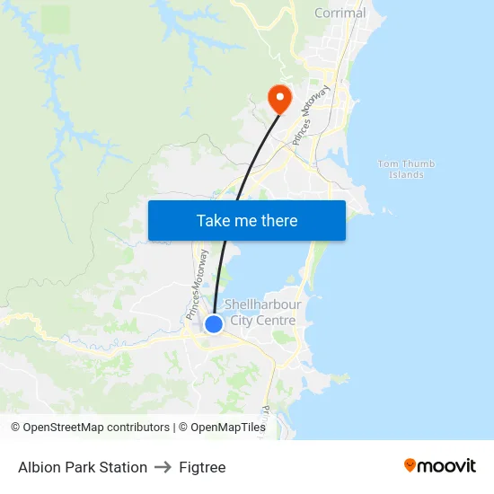 Albion Park Station to Figtree map