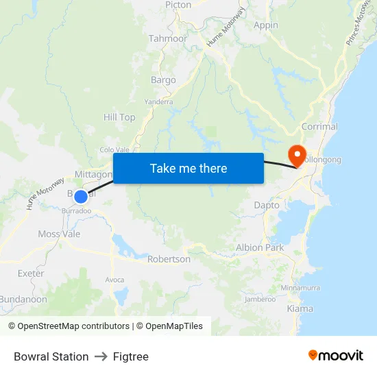 Bowral Station to Figtree map