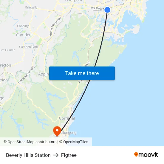 Beverly Hills Station to Figtree map