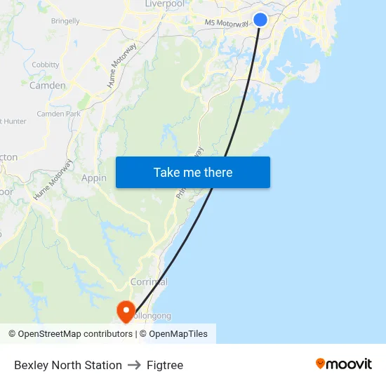 Bexley North Station to Figtree map
