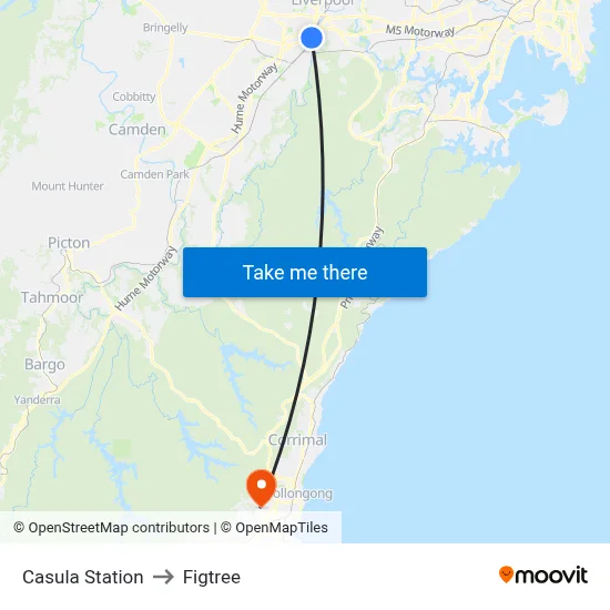 Casula Station to Figtree map