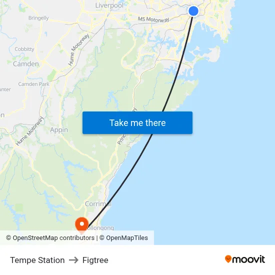 Tempe Station to Figtree map