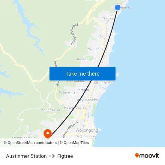 Austinmer Station to Figtree map