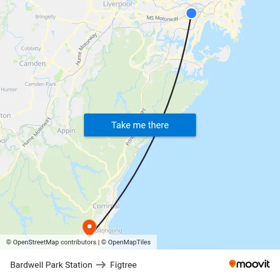 Bardwell Park Station to Figtree map