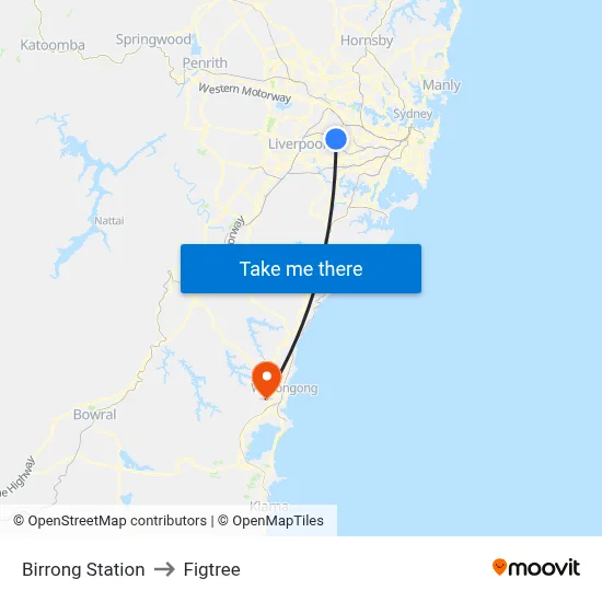 Birrong Station to Figtree map