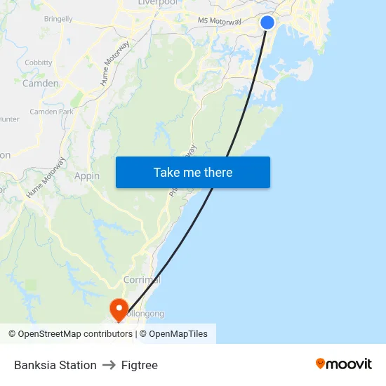 Banksia Station to Figtree map