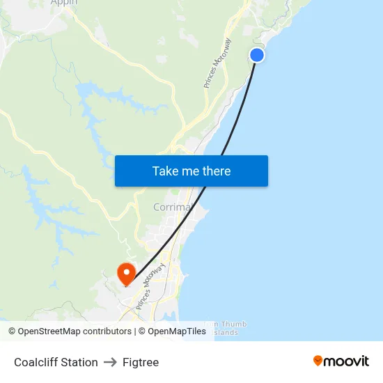 Coalcliff Station to Figtree map