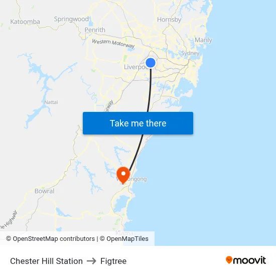 Chester Hill Station to Figtree map