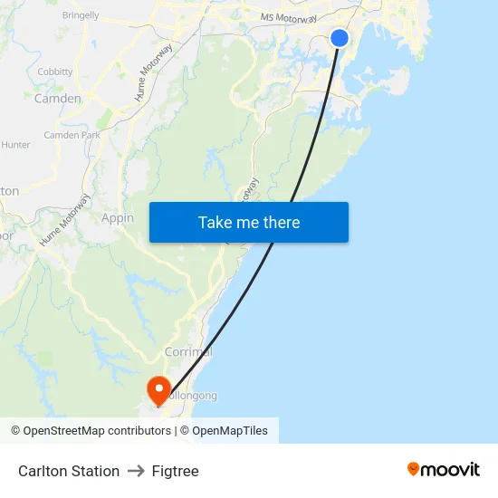 Carlton Station to Figtree map
